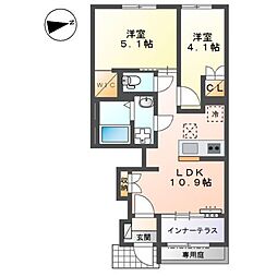 シャインテラス・アベニール 2LDKの間取図画像