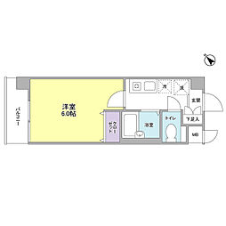タケオクリスタル等々力 1Kの間取図画像