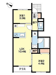 豊橋市松井町字中新切アパート 2LDKの間取図画像