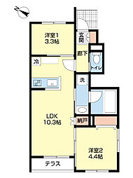 豊橋市松井町字中新切アパート 2LDKの間取図画像