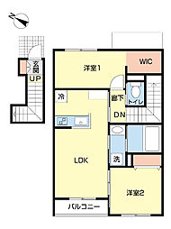 豊橋市松井町字中新切アパート 2LDKの間取図画像