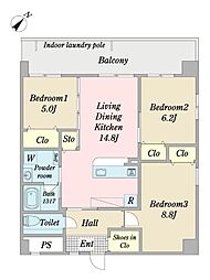 アマテラス新都心 3LDKの間取図画像
