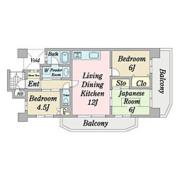 ライオンズマンション壺屋第3 3LDKの間取図画像