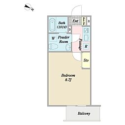 D-BASE十条 1Kの間取図画像