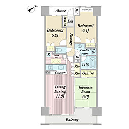 藤和シティホームズ板橋ADVANTIA 3LDKの間取図画像