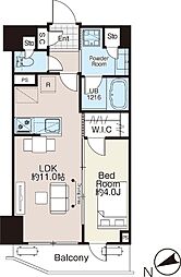 AIFLAT四谷若葉 1LDKの間取図画像