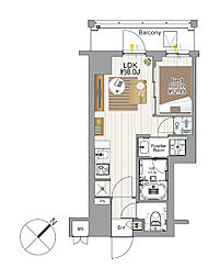 SS.FLAT平井 1LDKの間取図画像