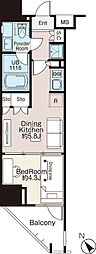 ベルファース大森South 1DKの間取図画像