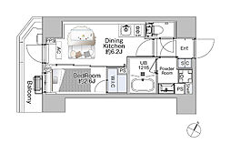 ザ・ライオンズフォーシア赤羽 1DKの間取図画像