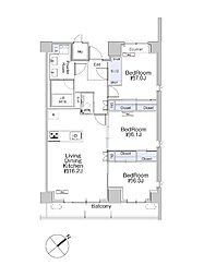 クラシアム神奈川台場 3LDKの間取図画像