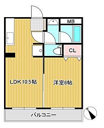 アジュール小岩 1LDKの間取図画像