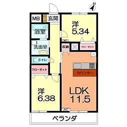 エミネンス 2LDKの間取図画像