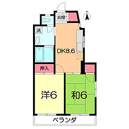水村ビル 2DKの間取図画像
