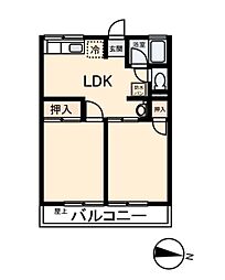 シティハイムコーポ小松原 2DKの間取図画像