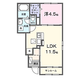 熊谷市肥塚アパート 1LDKの間取図画像