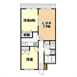 パレス扇 2LDKの間取図画像