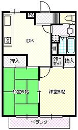 フロリード五領 2DKの間取図画像