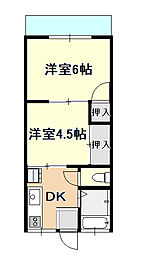 石田アパート 2Kの間取図画像