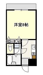 クワーズジュネス 1Kの間取図画像