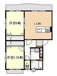 レジェン嵐山 2LDKの間取図画像