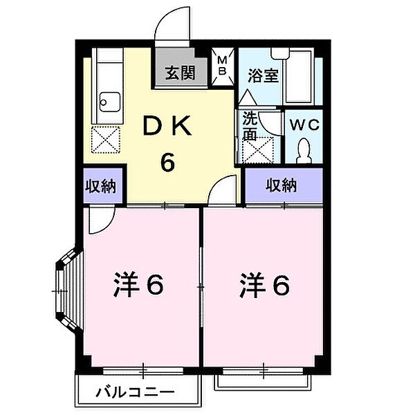 埼玉県鴻巣市箕田(賃貸アパート2DK・2階・39.74㎡)の写真 その2