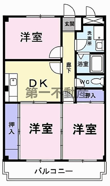 プランドール 302｜兵庫県加東市上滝野(賃貸マンション3DK・3階・56.07㎡)の写真 その2