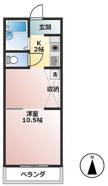 岐阜県大垣市北方町1丁目(賃貸マンション1K・2階・25.50㎡)の写真 その2