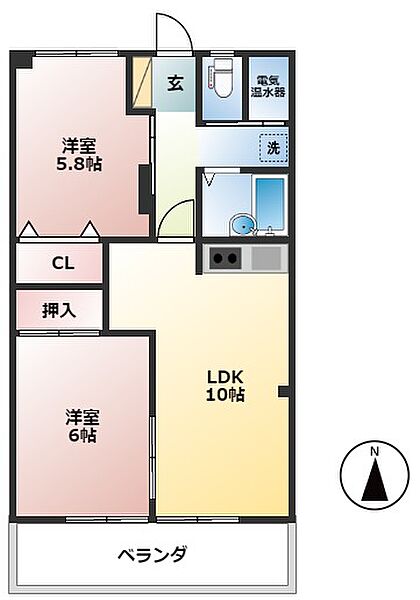 岐阜県大垣市宿地町(賃貸マンション2LDK・2階・48.60㎡)の写真 その2