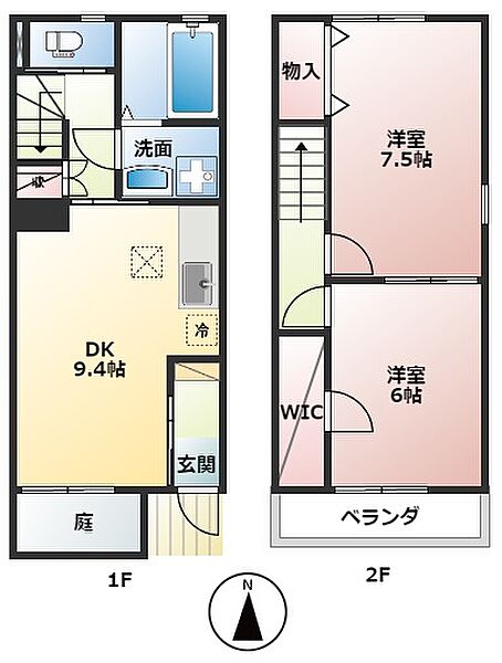 岐阜県大垣市領家町1丁目(賃貸アパート2DK・1階・59.62㎡)の写真 その2