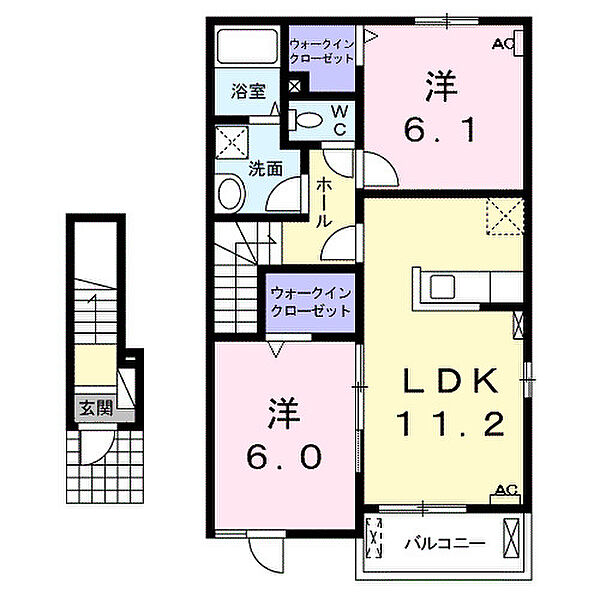 岐阜県大垣市万石1丁目(賃貸アパート2LDK・2階・57.64㎡)の写真 その2