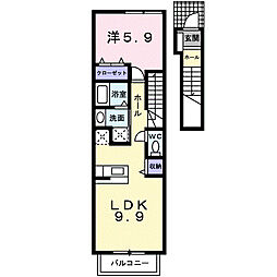 JR東海道本線 大垣駅 徒歩22分の賃貸アパート 2階1LDKの間取り