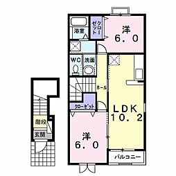 JR東海道新幹線 岐阜羽島駅 4.2kmの賃貸アパート 2階2LDKの間取り