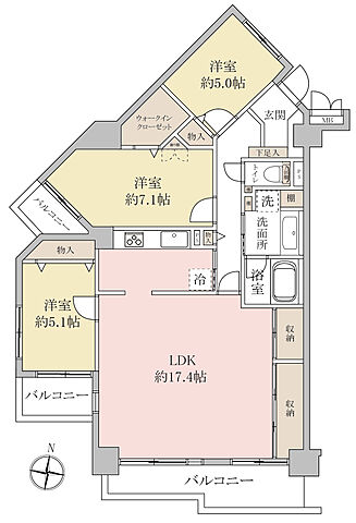 間取り ルネ草加松原 6階/-