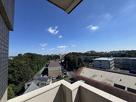 前方に遮るものがなく、空と緑がどこまでも広がるバルコニーからの眺望!