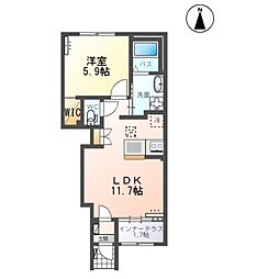 イリアス 1LDKの間取図画像