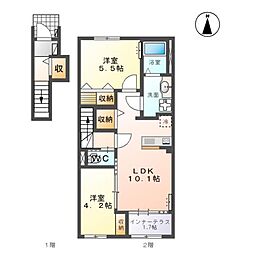 袋原1丁目新築アパート工事 2LDKの間取図画像