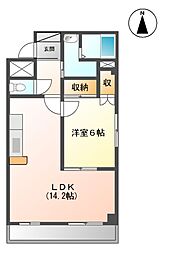 サンコート円B棟 1LDKの間取図画像