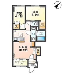 袋原2丁目アパート新築工事 2LDKの間取図画像