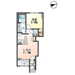 シャンヴェール美田園 1LDKの間取図画像