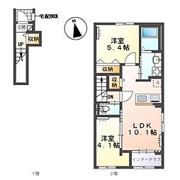 下野市下石橋新築アパート 2LDKの間取図画像