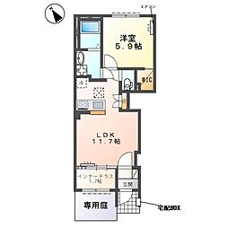 仮)シェルル下野市下古山新築アパート 1LDKの間取図画像