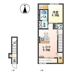 仮)本庄市東富田Y様新築アパート 1LDKの間取図画像