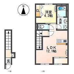 仮)本庄市S様新築アパート 1LDKの間取図画像