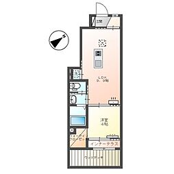 メイプル 1階1LDKの間取り