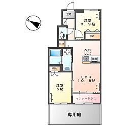 ブルークラウドB 2LDKの間取図画像