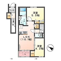 ソラーレ(東松山市松山町 アパートII期新築工事) 2LDKの間取図画像