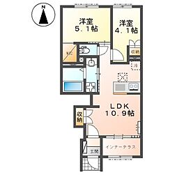 東松山市松葉町 アパート新築工事 2LDKの間取図画像