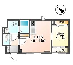 EXCELLENT上福岡 1LDKの間取図画像