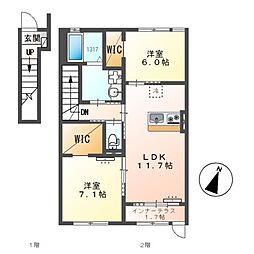 メゾン・チヨ 2LDKの間取図画像