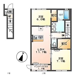 メゾン・チヨ 2LDKの間取図画像